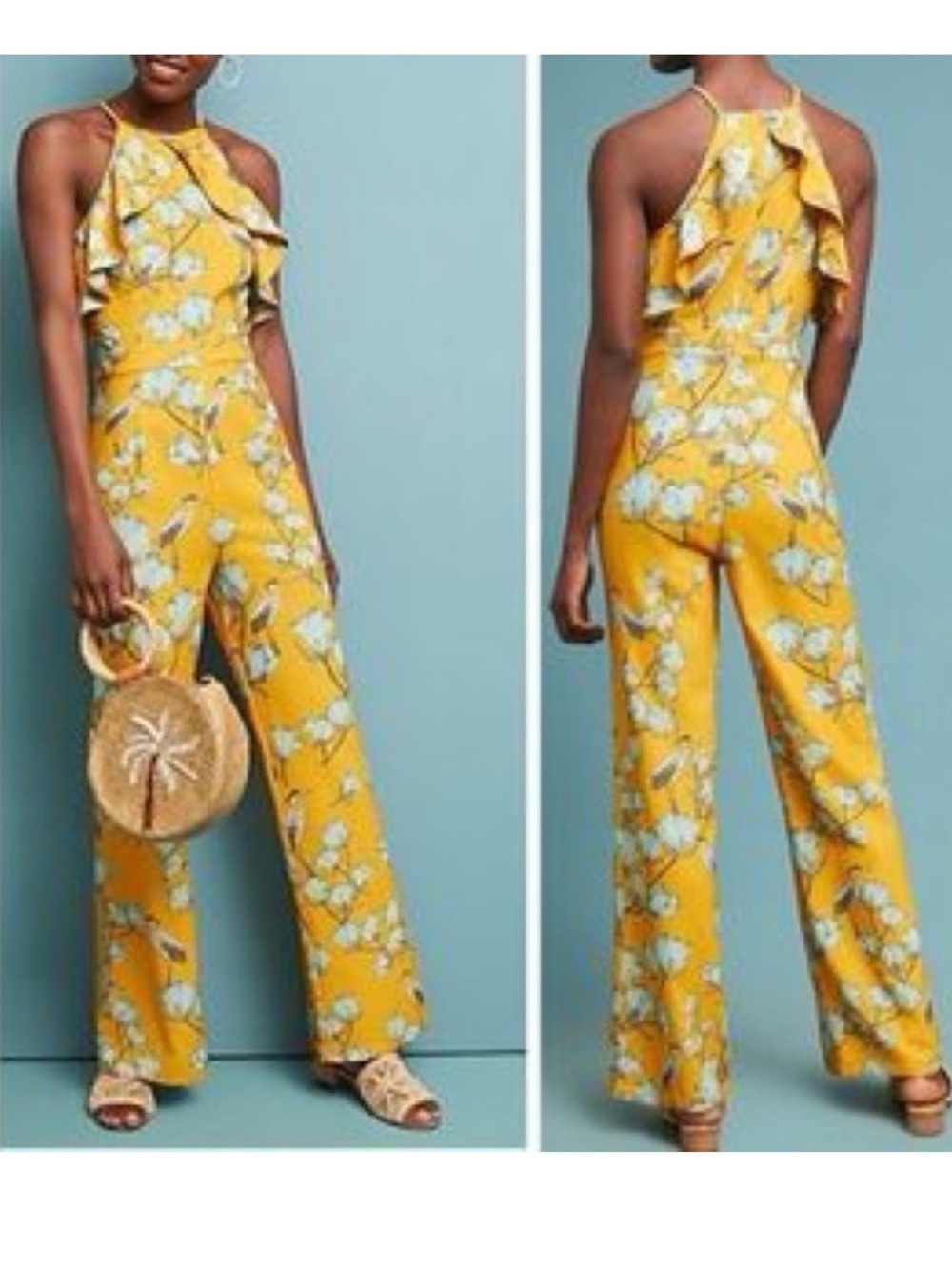 Varun Bahl for Anthropologie bird (Blue Heron)_floral halter jumpsuit 12